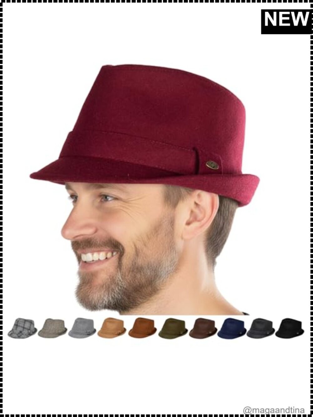 Mens Wool Blend Fedora Trilby Dress Hat Satin Lined Adjustable